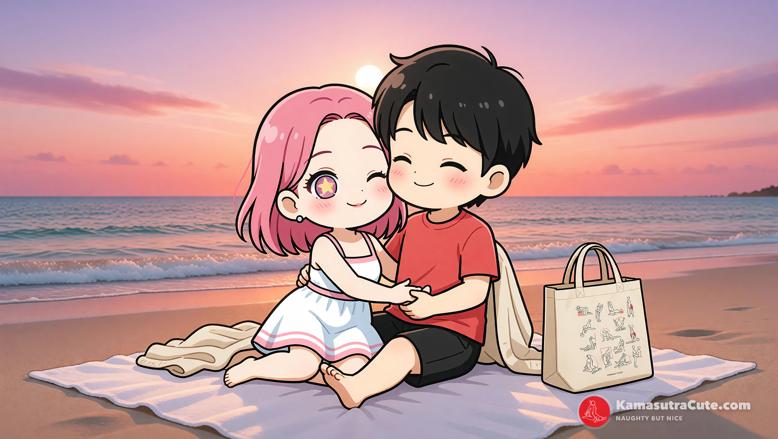 Cuddle at Sunset illustration