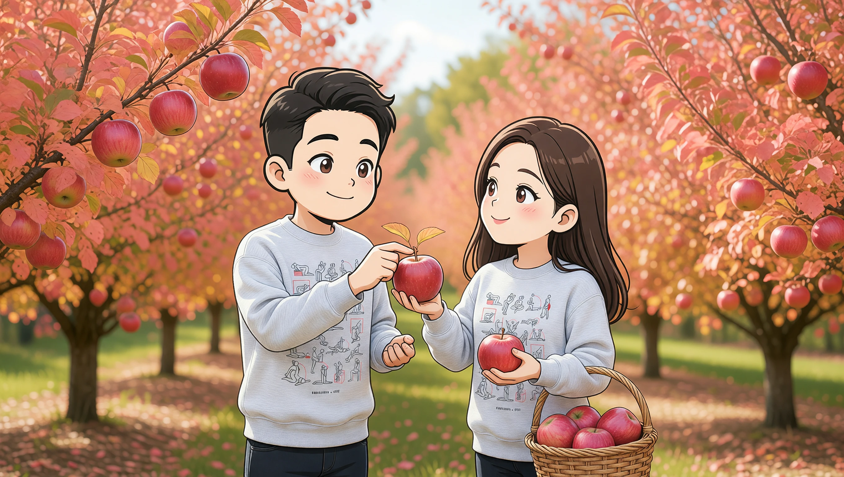 Pick Apples Side by Side illustration