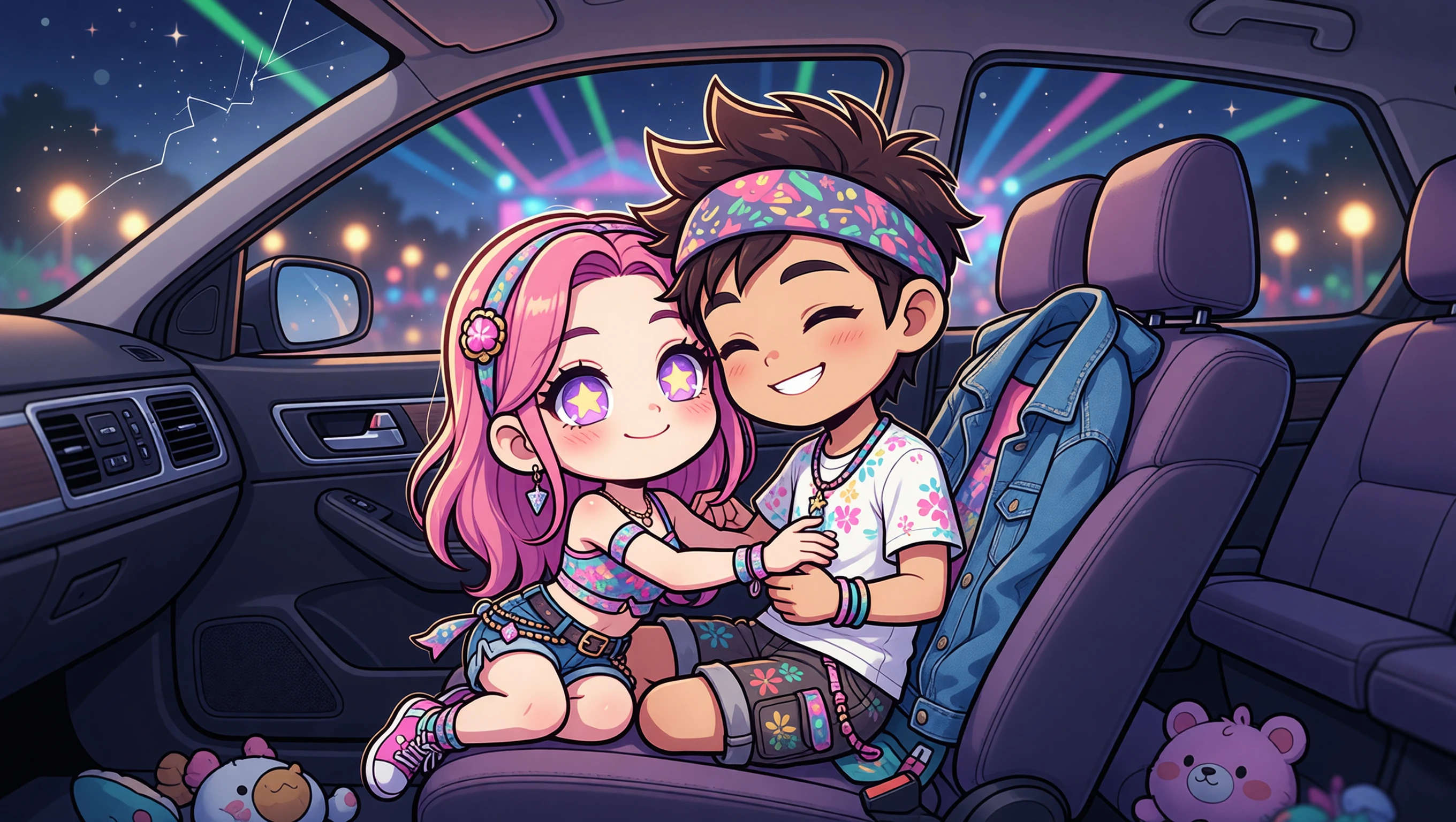 Car Spooning illustration