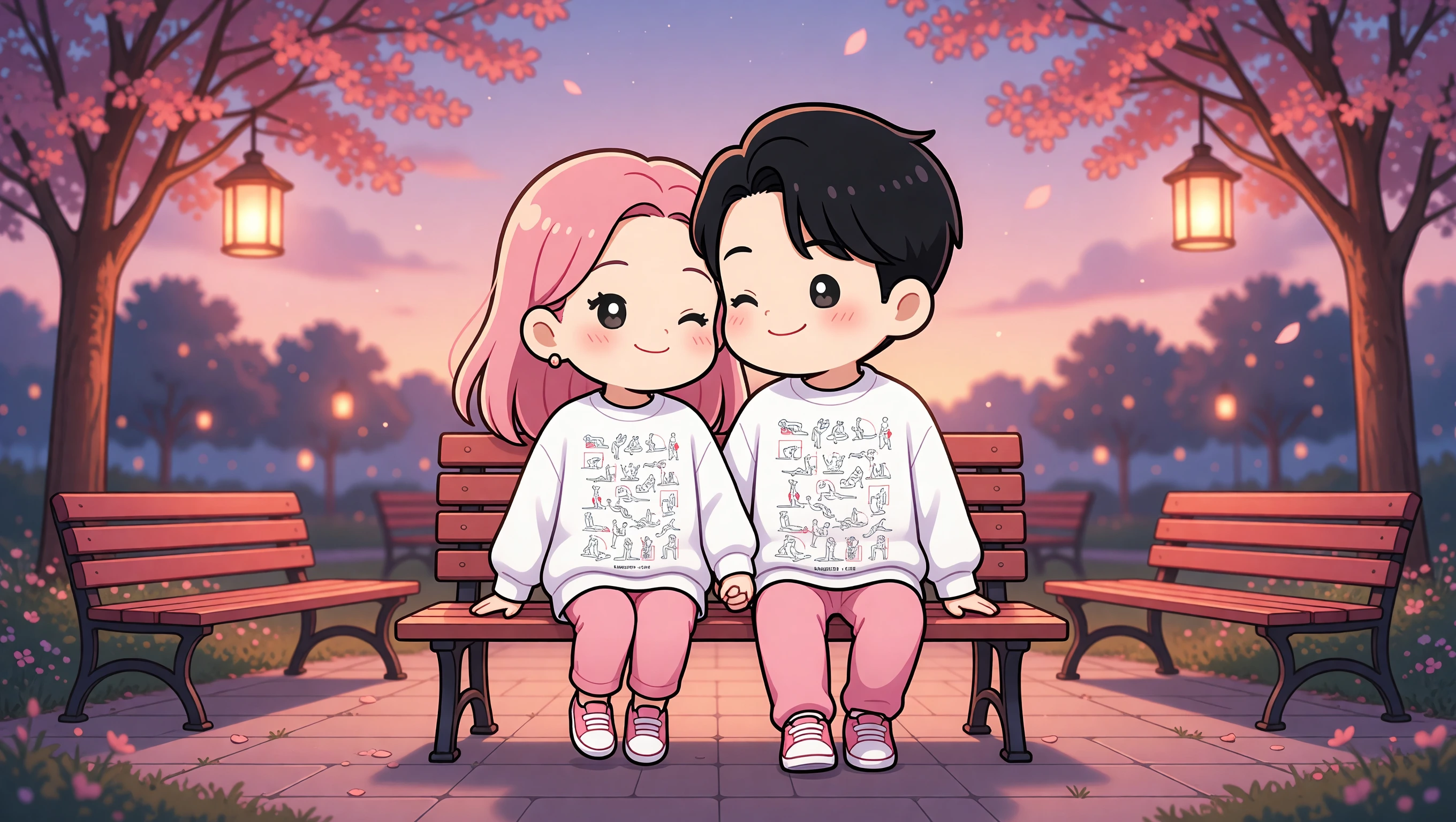 Sunset Bench Whispers illustration