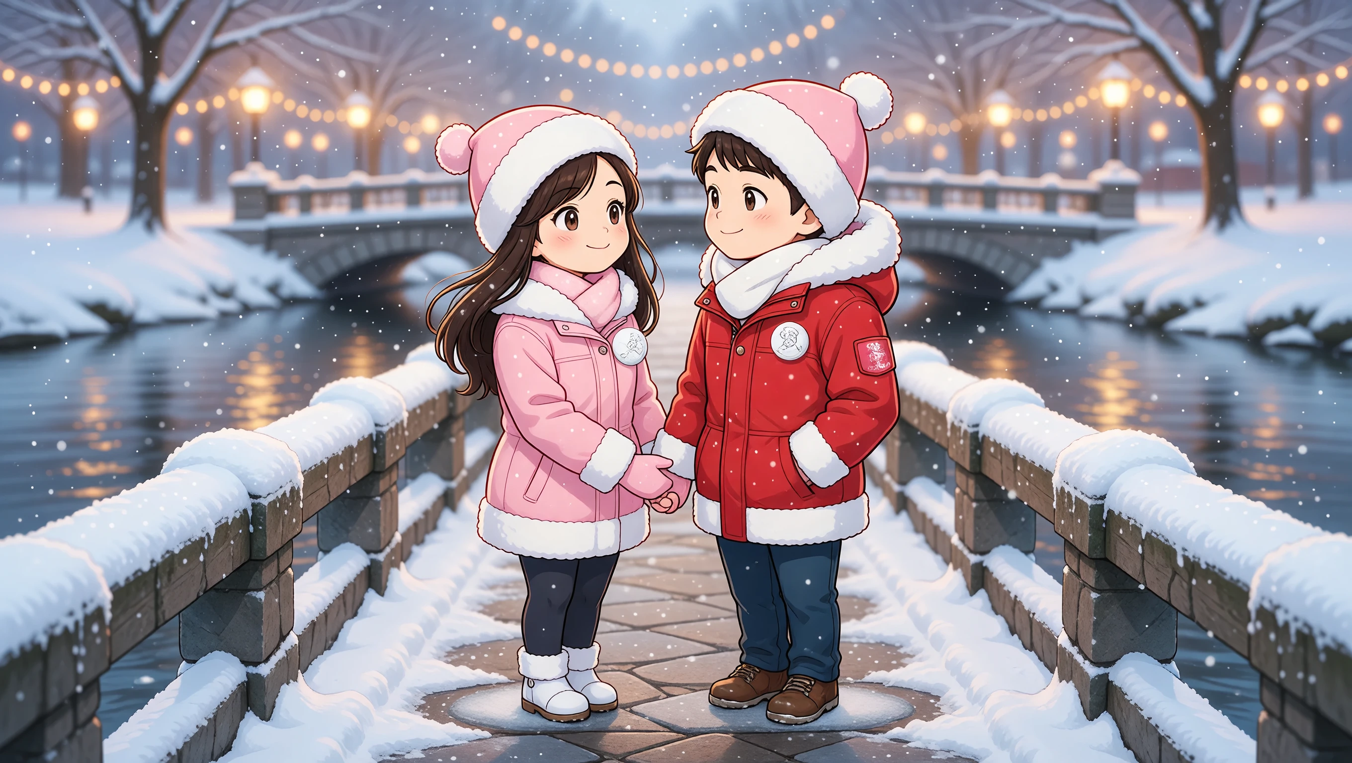 Snowy Bridge Crossing illustration
