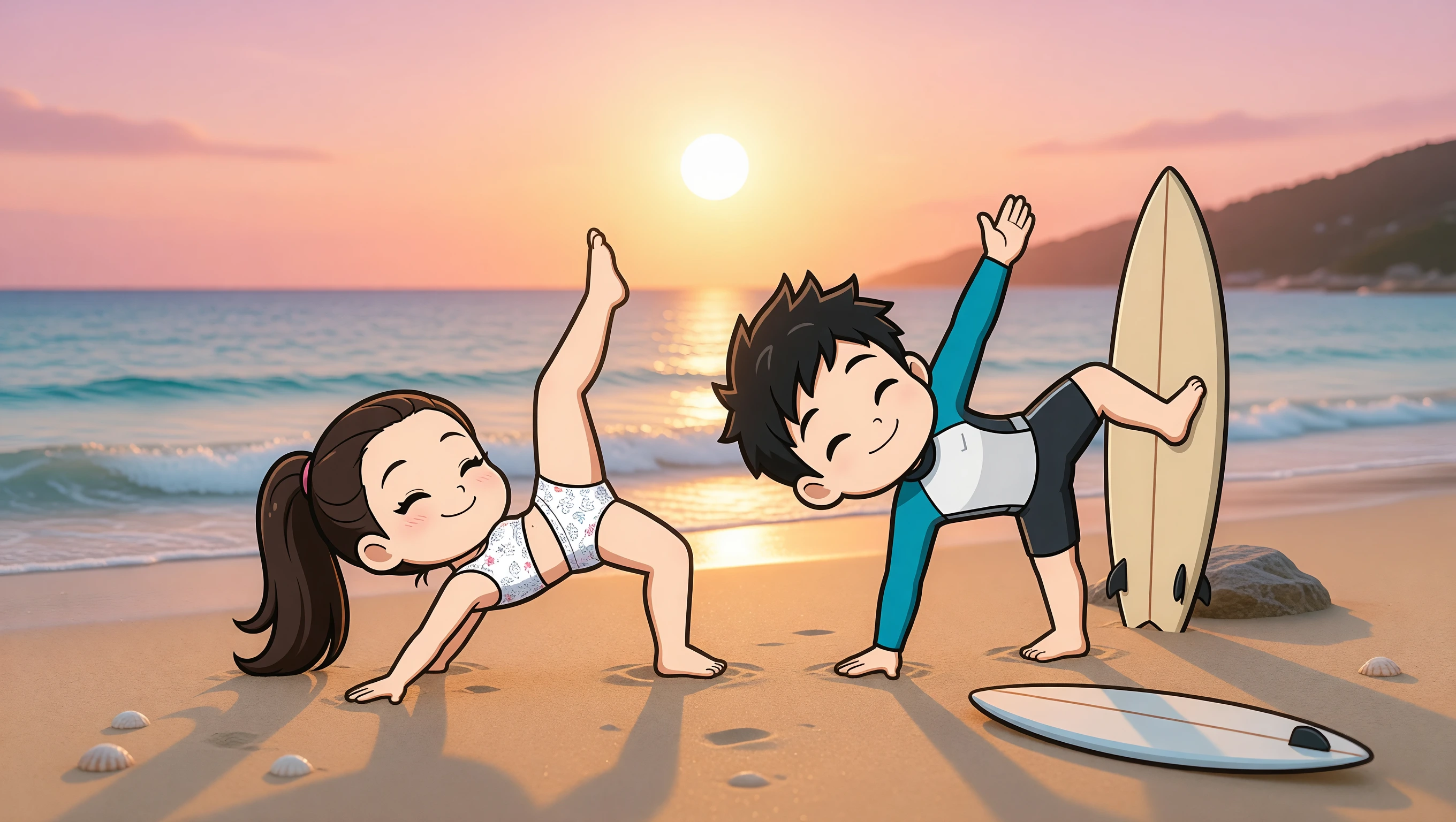 Beach Yoga Warmup illustration