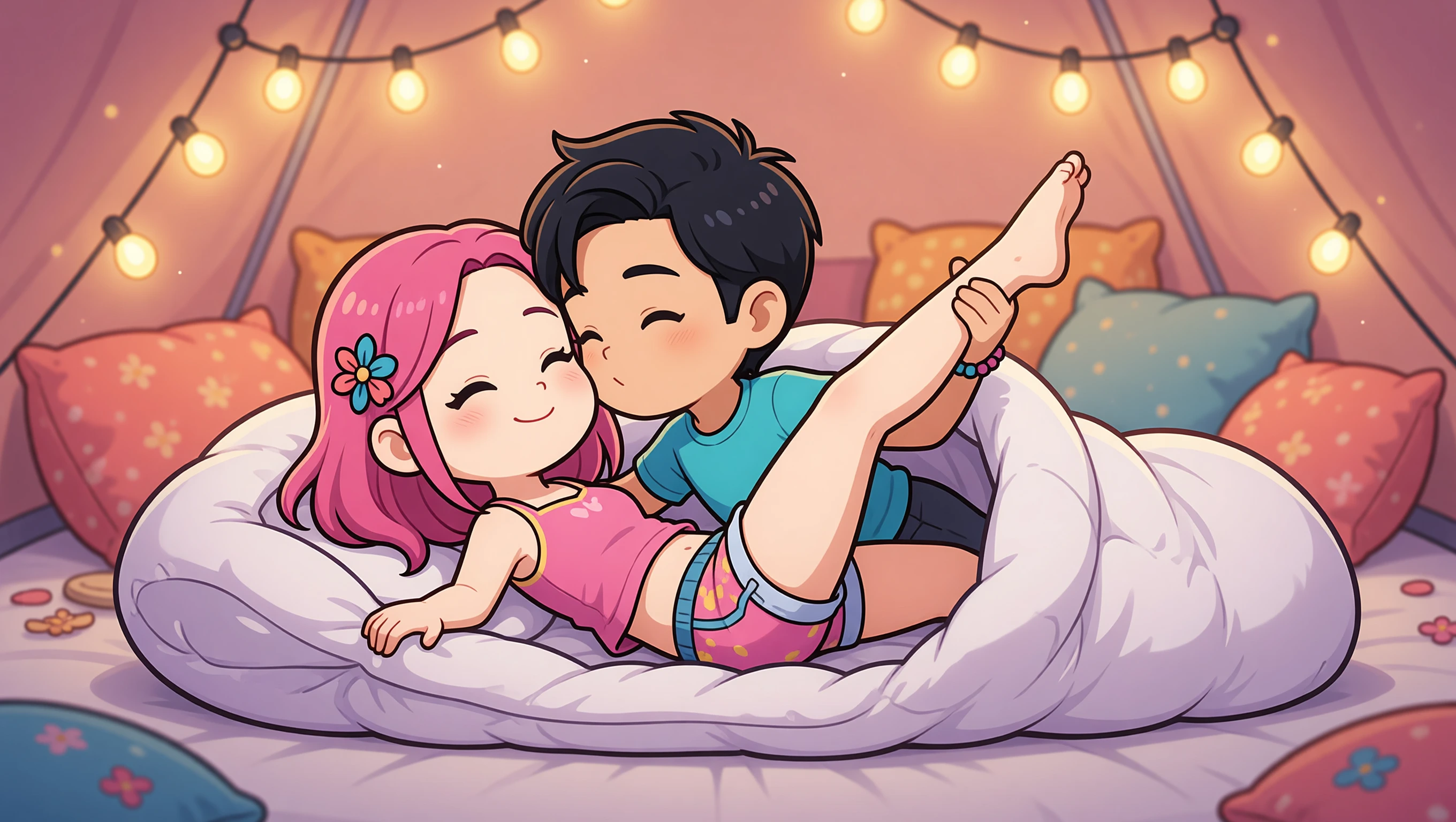Twining Bamboo Spooning illustration