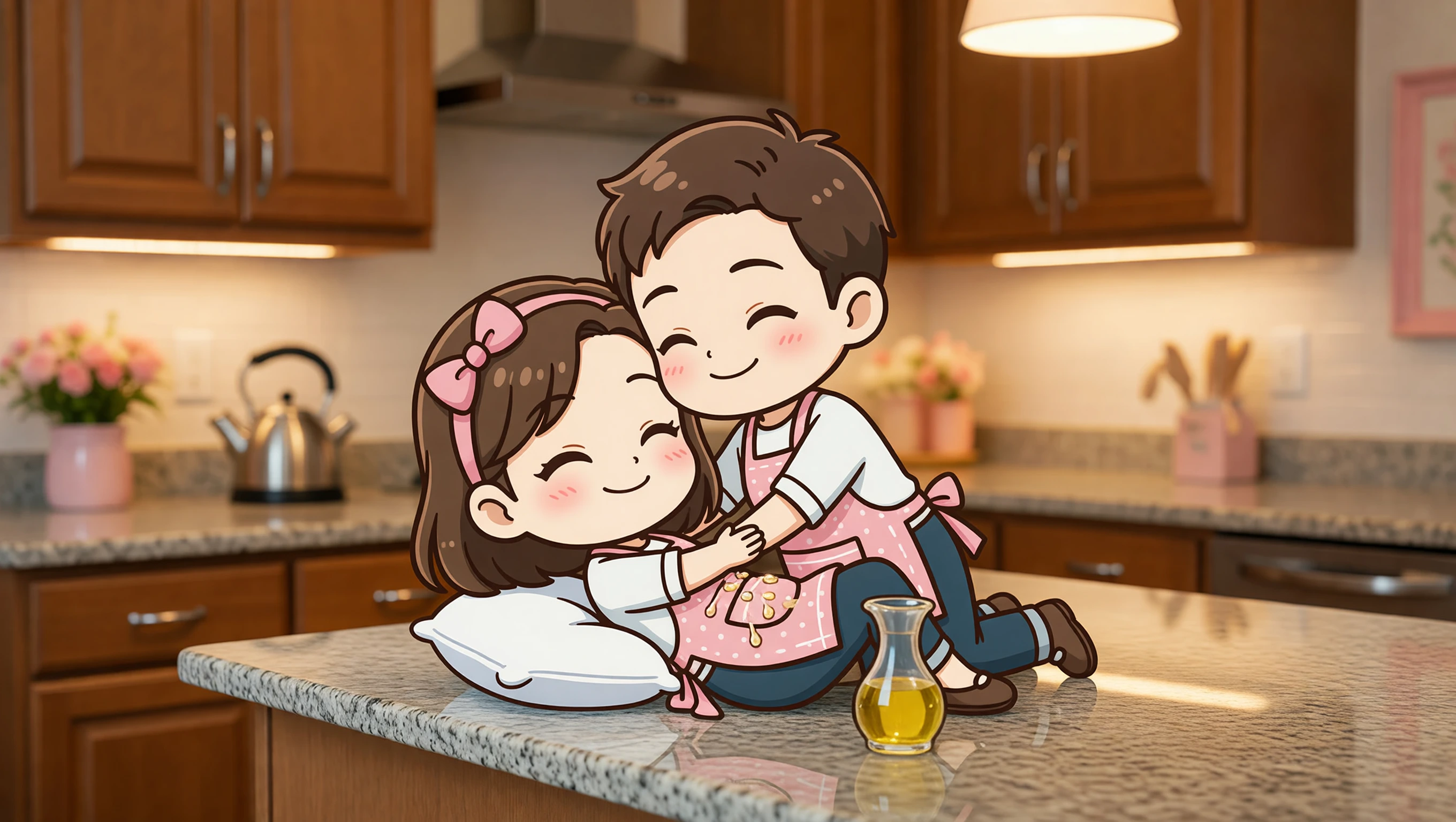 Flat on Kitchen Island illustration