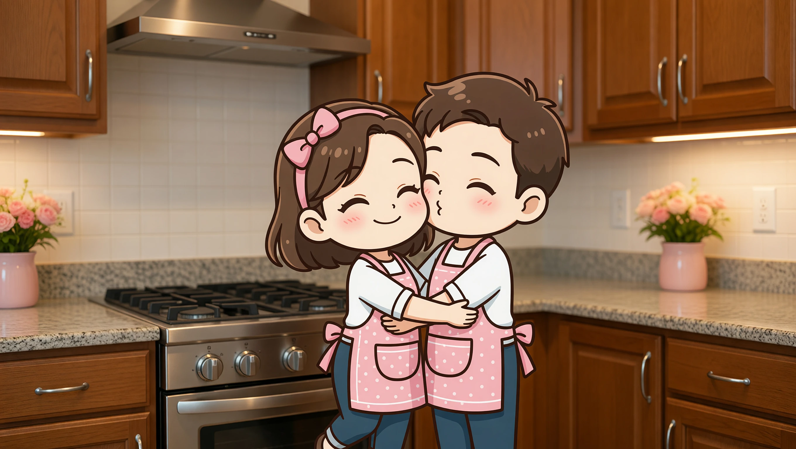 Side by Side Near Stove illustration