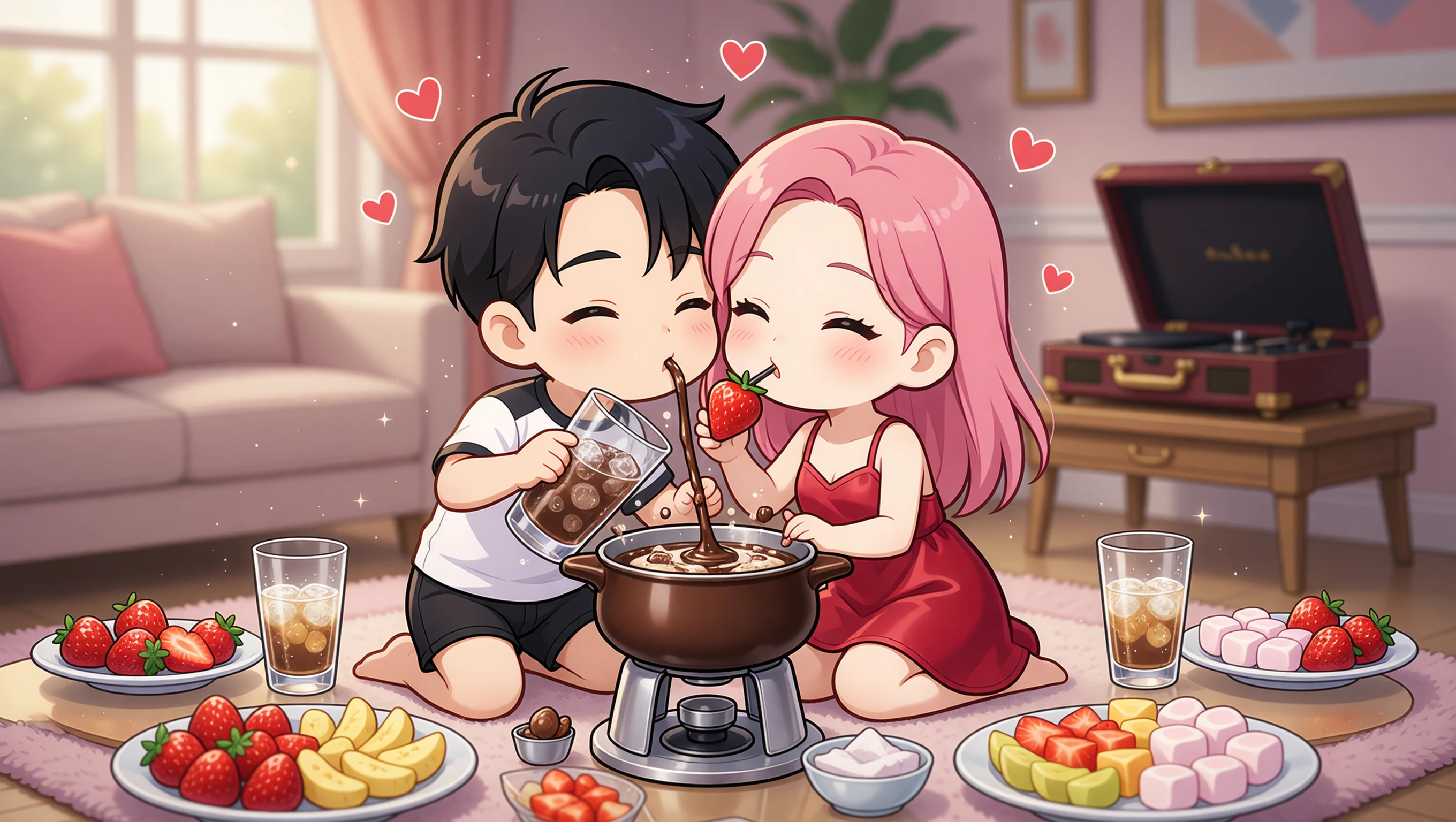 Intimate Home Fondue Shake Night illustration