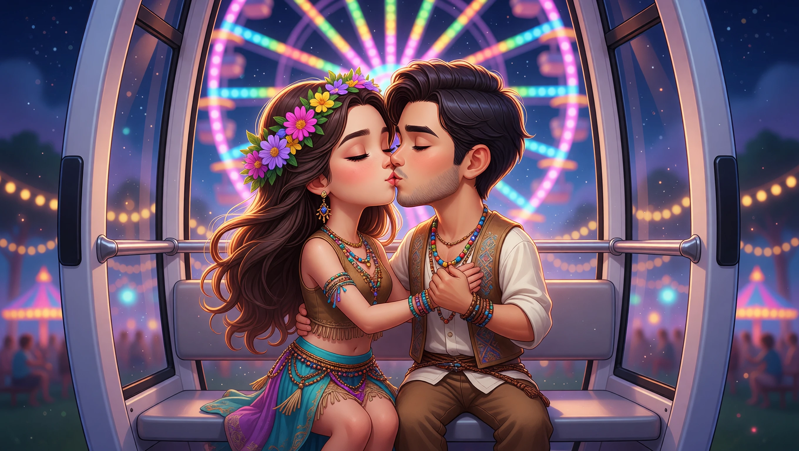 Ferris Wheel Kiss illustration