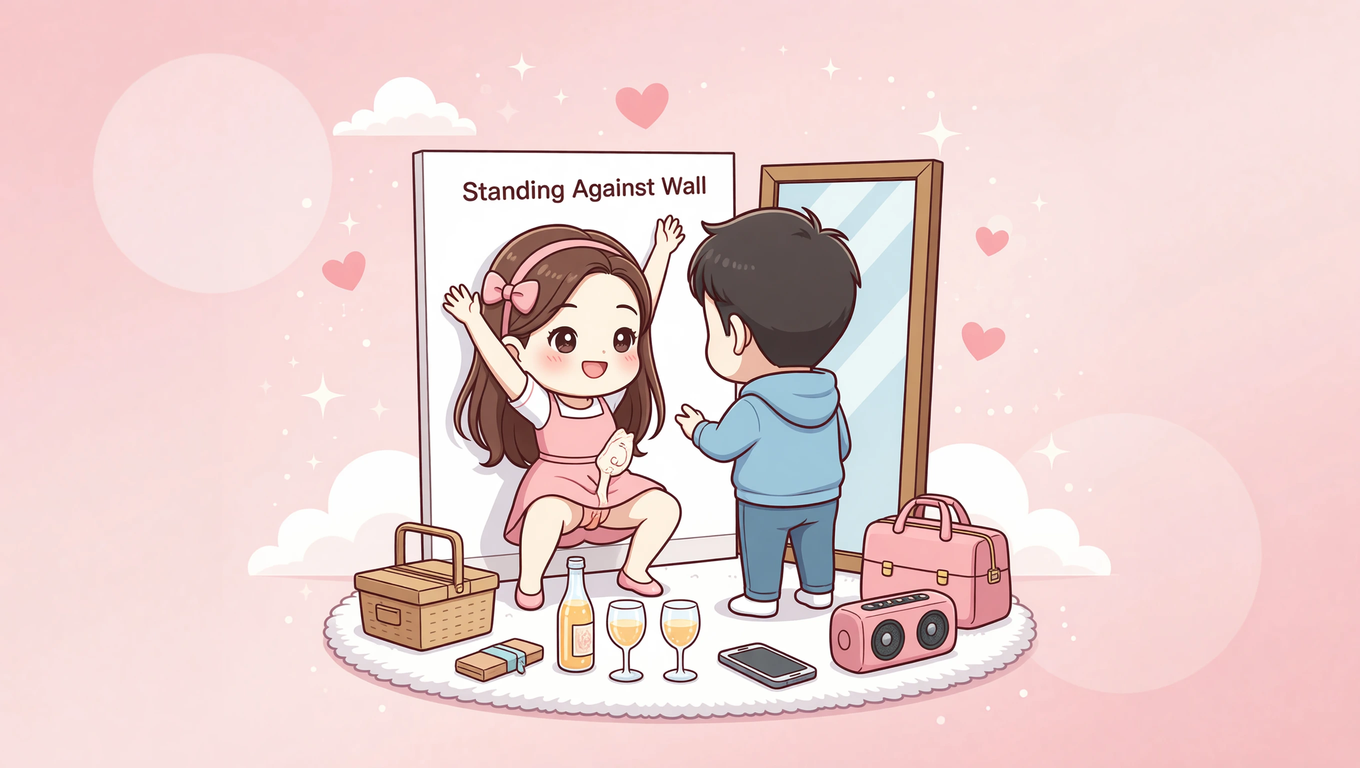 Standing Against Wall illustration