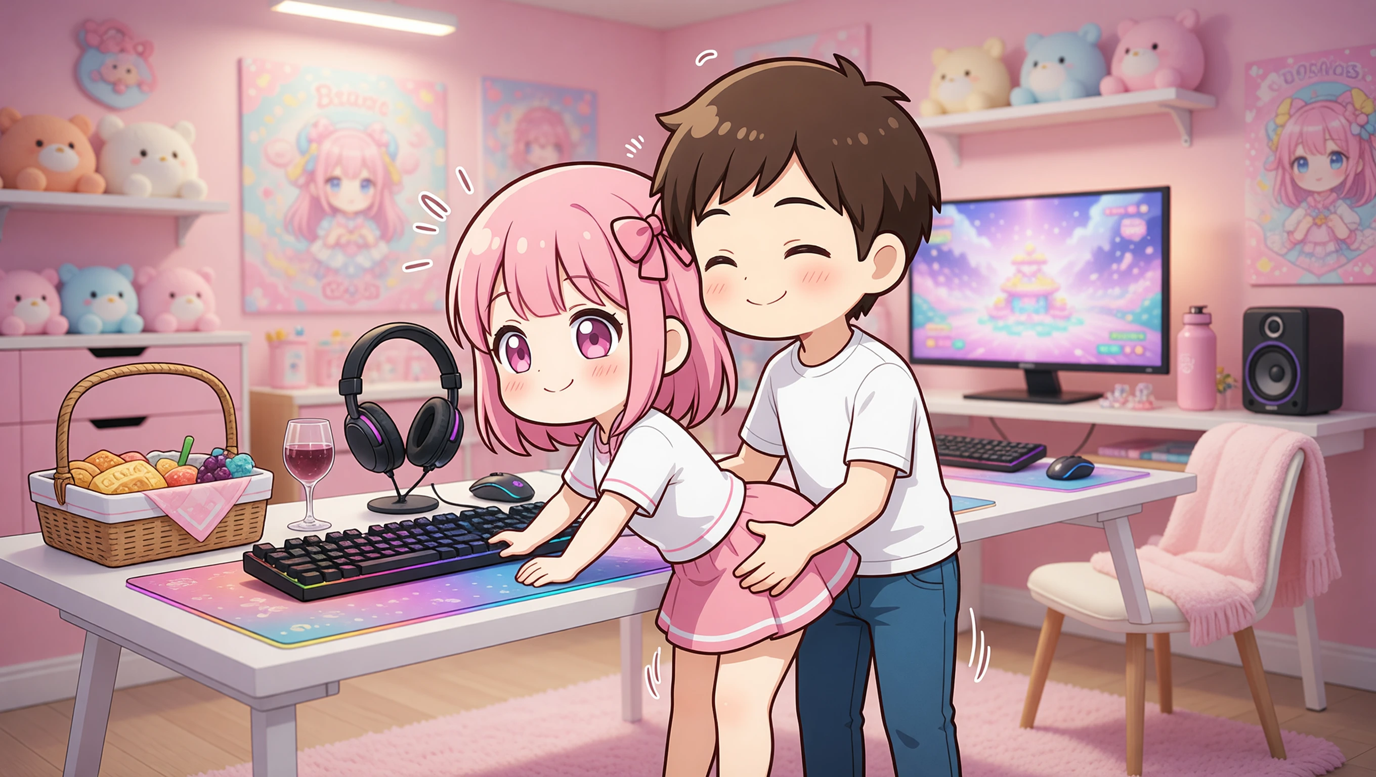 Bent Over Desk illustration