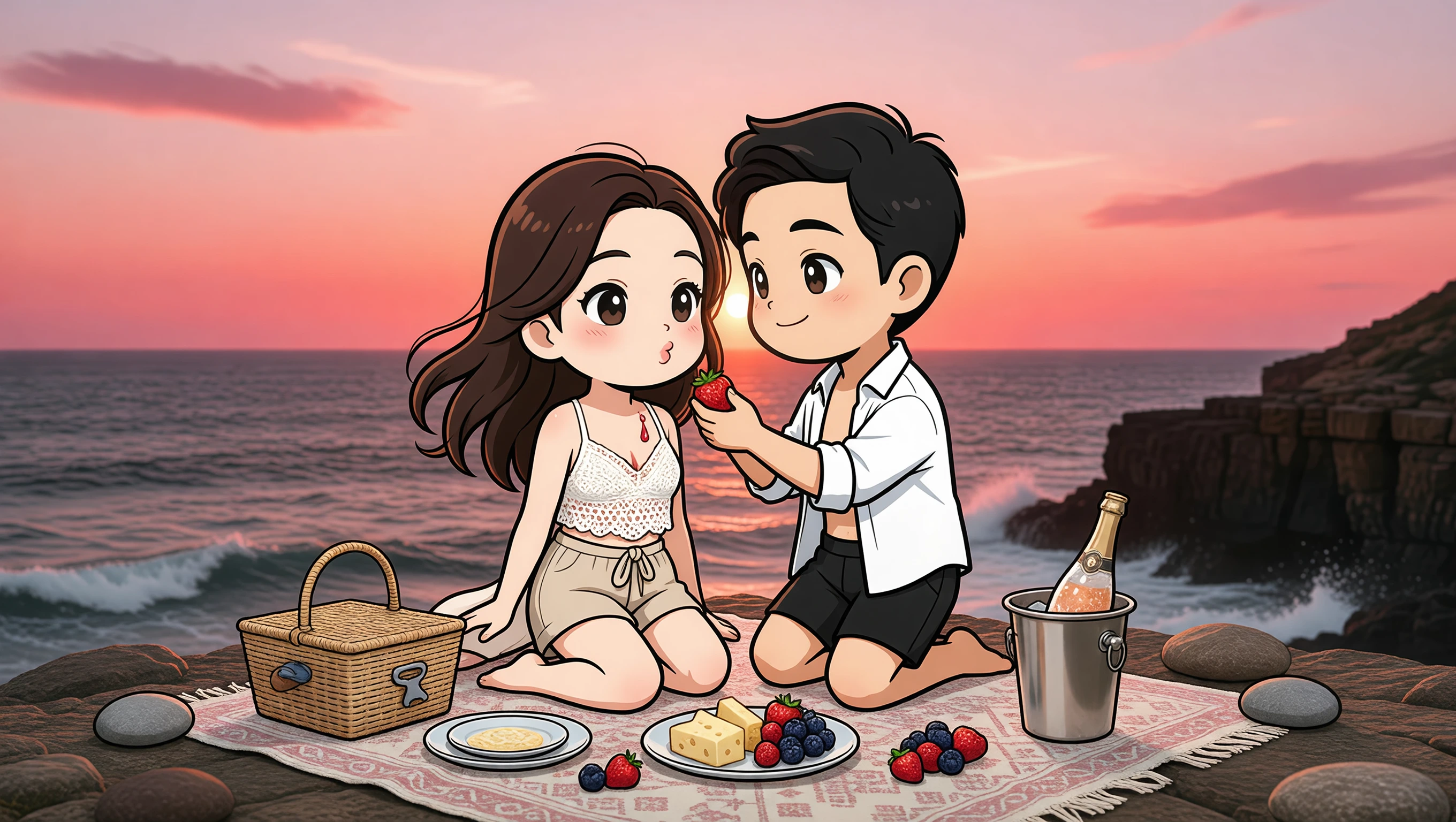Picnic on a Cliff Ledge illustration