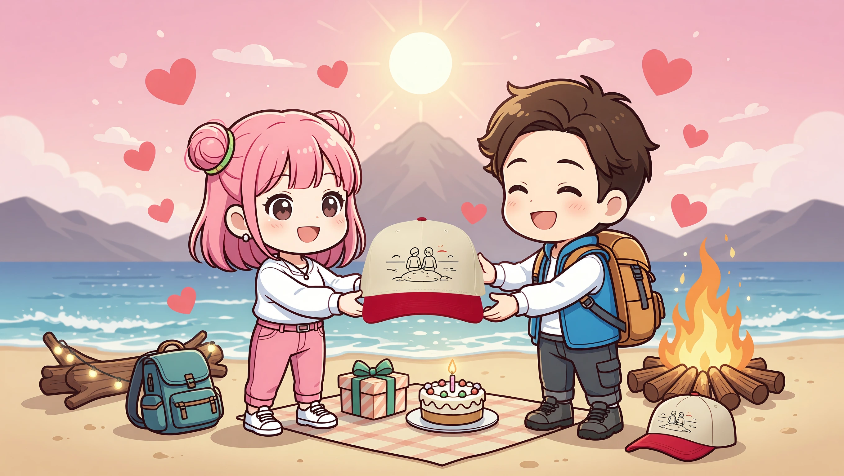 Beachside Birthday Bonfire illustration