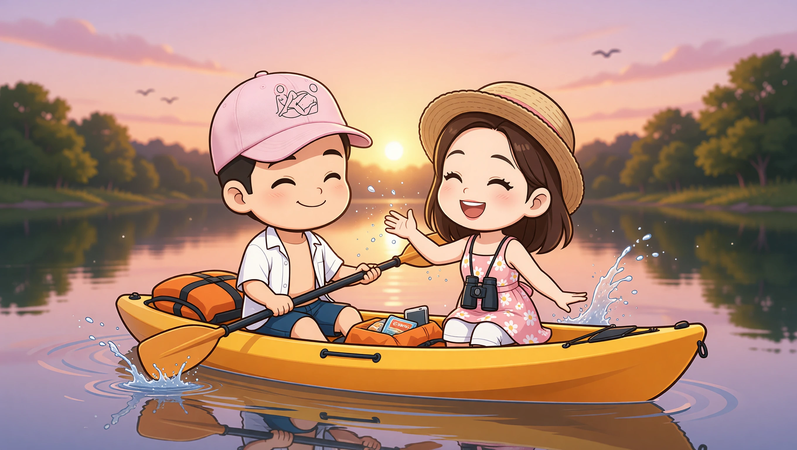 Kayak Sunset Paddle illustration