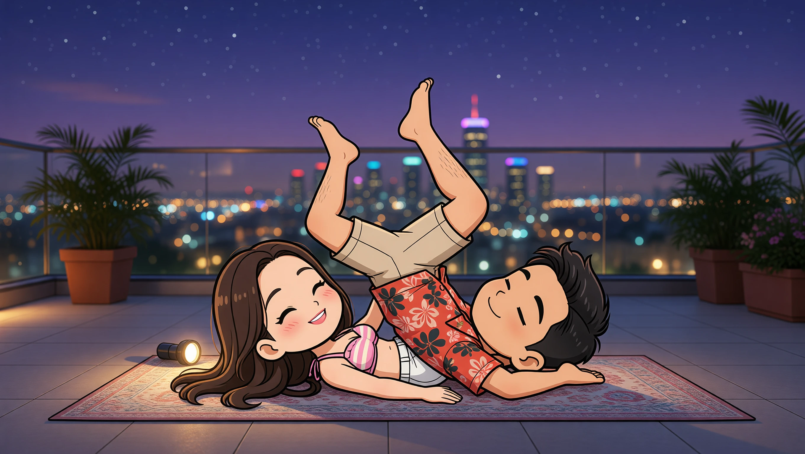 Rooftop at Night illustration