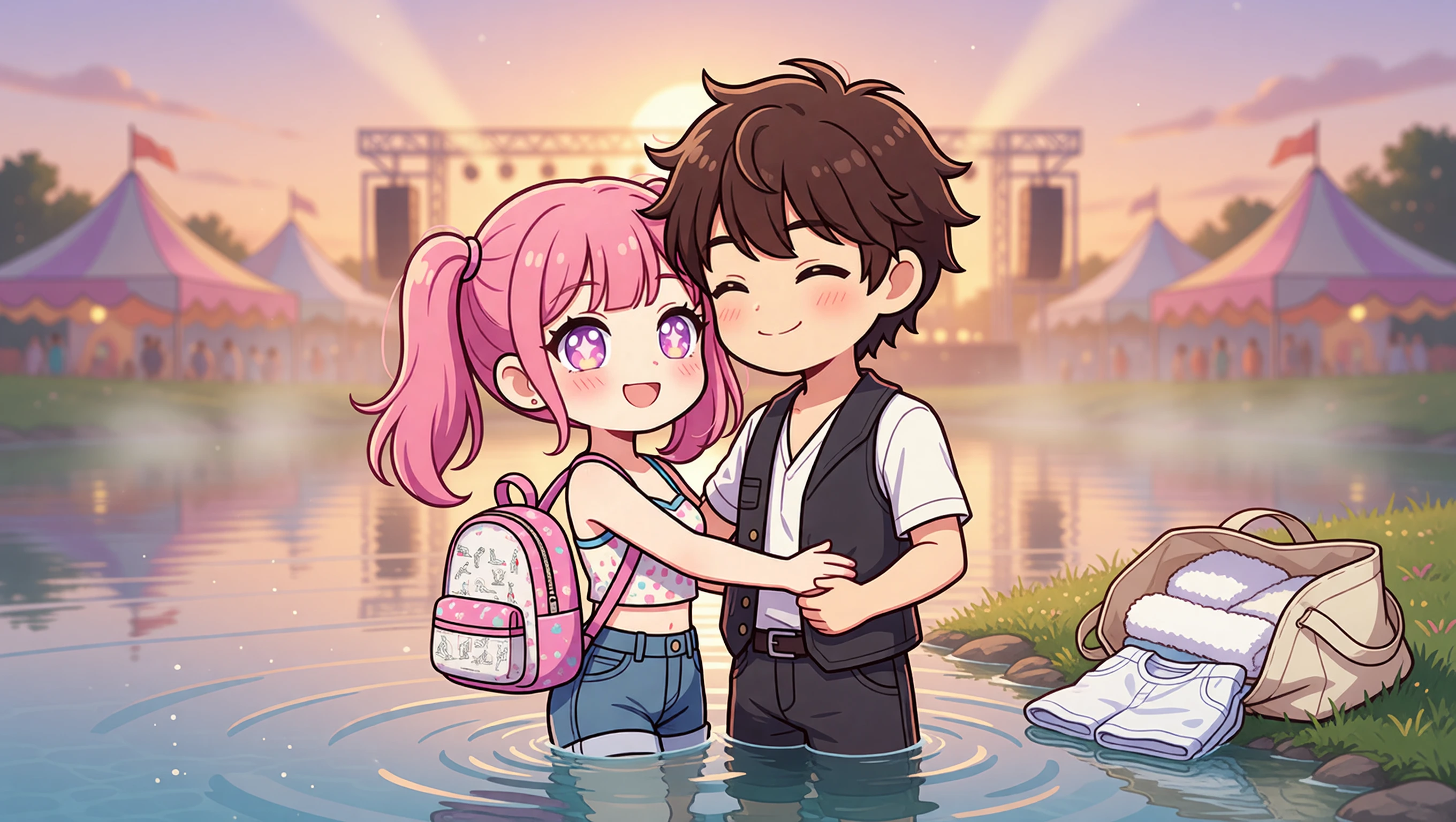 Swim at Sunrise illustration